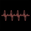 Neon pulse graph Heart beat Cardiogram rhythm graphic ecg Echocardiogram red color vector illustration image flat style