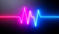 Neon pulse line with pink and blue glowing zigzag on dark background creating vibrant energy effect Royalty Free Stock Photo