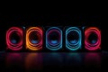 Neon Pulse A Set Of Sleek Modern Speakers With Pulsating Neon Lights Embedded. Generative AI