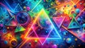 Neon Pulse: A Vibrant Symphony of Triangles and Circles generative AI