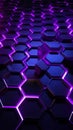 Neon Purple Hexagons on Abstract Dark Background
