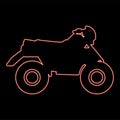 Neon quad bike ATV moto for ride racing all terrain vehicle red color vector illustration image flat style Royalty Free Stock Photo