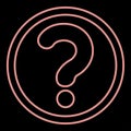 Neon question mark in a circle the red color vector illustration flat style image Royalty Free Stock Photo