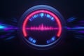 Neon Radial Gauge Visualization Abstract Design Displaying Fast Network Connection Rates Royalty Free Stock Photo