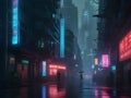 Neon Rain: A Cyberpunk Metropolis Alive with Techno-Glitz and Mechanical Pulse