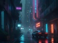 Neon Rain: A Cyberpunk Metropolis Alive with Techno-Glitz and Mechanical Pulse