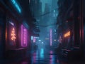 Neon Rain: A Cyberpunk Metropolis Alive with Techno-Glitz and Mechanical Pulse
