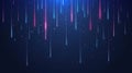 Neon rain digital art, dark blue background, website header Royalty Free Stock Photo