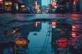 Neon Rain Reflections