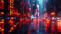 Neon Rain in Virtual Metropolis