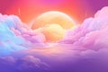 Neon rainbow, clouds photorealistic surrealism wallpaper.