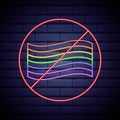 Neon Rainbow Flag Sign. Stop LGBT Propaganda. Lesbian Gay Bisexual Transgender. Human Protest. Vector ilustration isolated on
