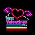 Neon rainbow glow effect of valentines day