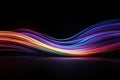Neon Rainbow Lines in Dynamic Abstract Background. Royalty Free Stock Photo