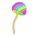 Neon rainbow mushroom with a striped hat