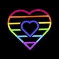 Neon Rainbow Two Hearts Together Pride Party Icon