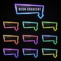 Neon rectangle arrow gradient banner set on dark.