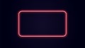 Neon rectangle banner. Vector luminous squared shape. Glow red light. Retro pink lamp on black wall Royalty Free Stock Photo