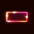 Neon rectangle frame. Square geometric shape.