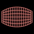 Neon rectangle in projection grid checkered red color vector illustration image flat style