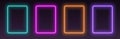 Neon rectangular frames, glowing borders set, colorful futuristic UI design elements. Royalty Free Stock Photo