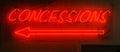 Neon Red Concessions Sign Royalty Free Stock Photo
