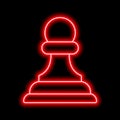 Neon red contour chess figure pawn on a black background