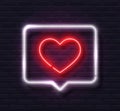 Neon Red Glowing Heart in White Speech Bubble Banner Royalty Free Stock Photo