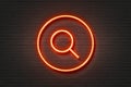 Neon red light icon magnifying Royalty Free Stock Photo