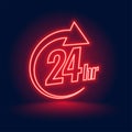 Neon red sign of 24 hour of service