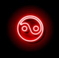 Neon red Yin yang sign Royalty Free Stock Photo