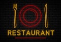 Neon Restaurant sign Royalty Free Stock Photo