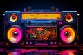 Neon Retro Boombox Illustration Royalty Free Stock Photo