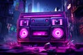 Neon Retro Boombox Illustration Royalty Free Stock Photo