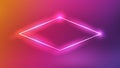 Neon rhomb frame with shining effects