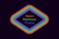 Neon rhombus frame in rainbow color