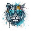 Neon Roaring Tiger with Glasses. Perfect for Posters and Web.