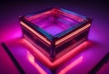 a neon room cube glass box virtual reality 3d crystal space 3d illustration glowing holographic bright ultraviolet laser show game