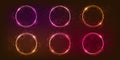 Neon round frame with shining effects and sparkles Royalty Free Stock Photo