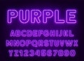 Neon rounded purple font, glowing alphabet with numbers.