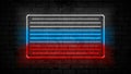 Neon Russian tricolour flag on brick wall motion background