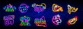 Neon 80`s collection neon signs vector. Back to the 80s design template concept. Neon banner background design, night