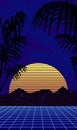 Neon 80s summer sunset cel phone wallpapers background 2 Royalty Free Stock Photo