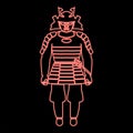 Neon samurai japan warrior red color vector illustration image flat style Royalty Free Stock Photo