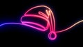 Neon Santa Claus hat . Happy new year .Christmas holidays. One line drawing. illustration