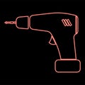 Neon screwdriver icon black color in circle red color vector illustration flat style image Royalty Free Stock Photo