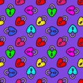 neon Seamless pattern with heart-shaped lock. Vector illustration Royalty Free Stock Photo