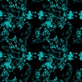 Neon seamless pattern. Light blue layered striped elements on a black background