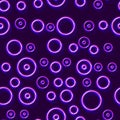 Neon seamless pattern with 80s style shapes and glowing purple Royalty Free Stock Photo