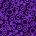Neon seamless pattern with 80s style shapes and glowing purple Royalty Free Stock Photo